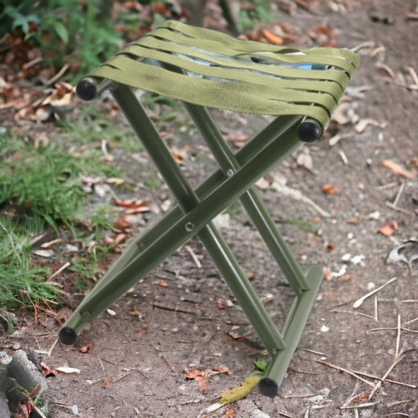 T.Concept Dekoratif Rahat Konforlu Katlanabilir Metal Kamp Taburesi - 5