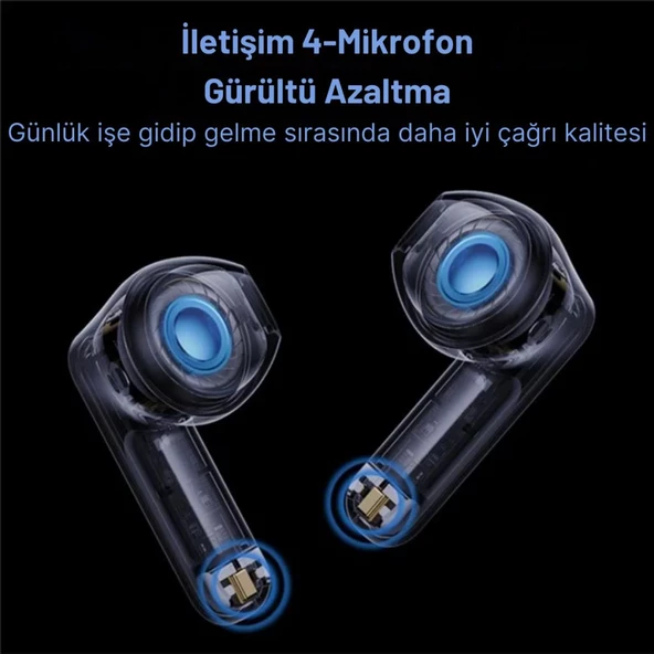 Baseus BT5.3V Oyun ve Müzik Modlu Mikrofonlu Bluetooth Kulaklık, Uzun Şarjlı Led Işıklı Gecikmesiz Kulaklık - 3