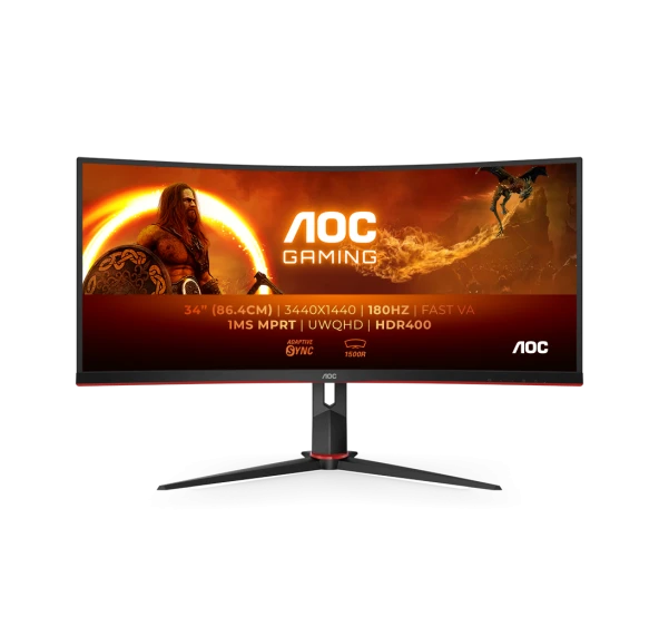 AOC 34 inc CU34G2XP/BK 1ms 180Hz FreeSync Premium WQHD VA Curved Gaming Monitör