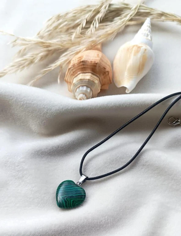 Kolye Gerdanlık Kalp Çakra Yoga Reiki Doğal Malaki Taşı Kadın - 2