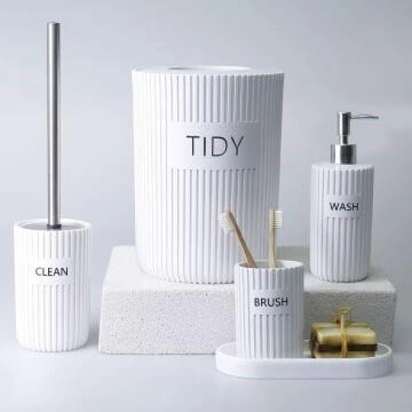 SELİM DEKOR GROOVED BANYO SETİ BEYAZ