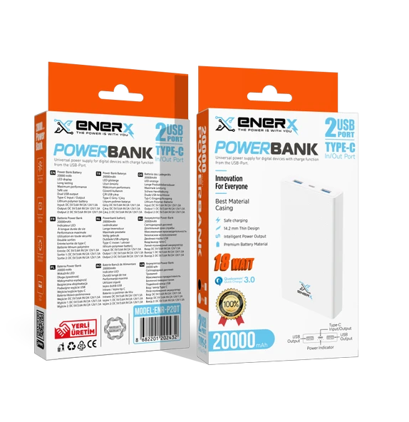 eNeRX Powerbank 20000Mah 22.5 Watt Siyah ENR-P20T - 3