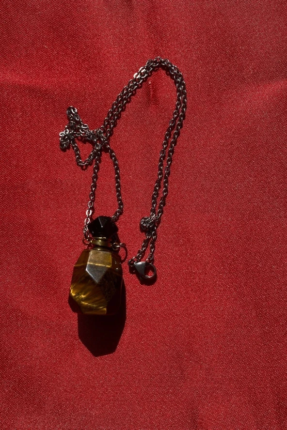 Kolye Doğal Taş İksir Parfüm Şişe Kolye Kaplangözü - 2