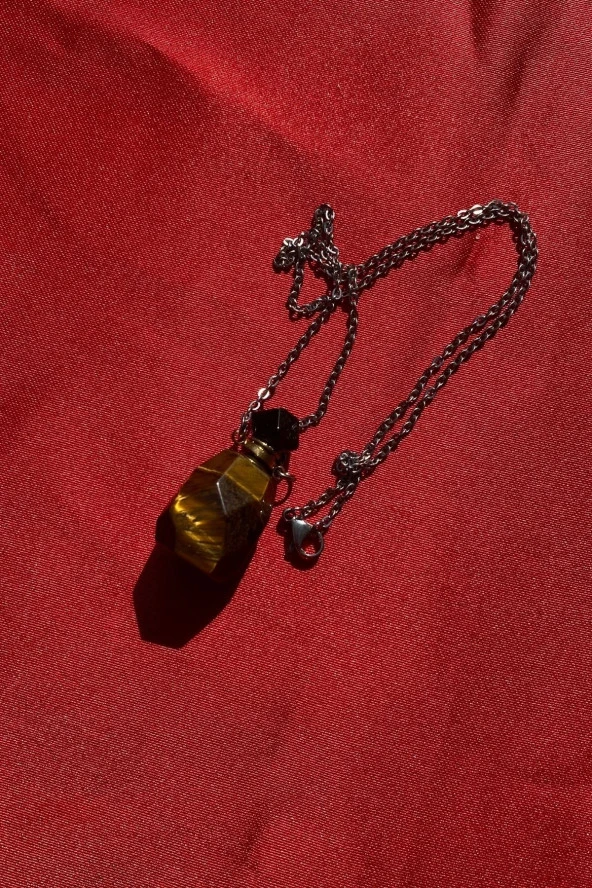 Kolye Doğal Taş İksir Parfüm Şişe Kolye Kaplangözü - 3