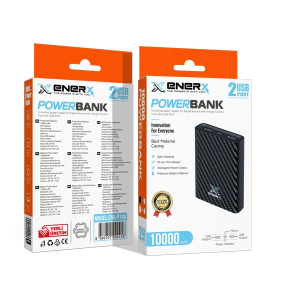 eNeRX Powerbank 10000 mAh 1.0 Amper ENR-P10A Beyaz - 3