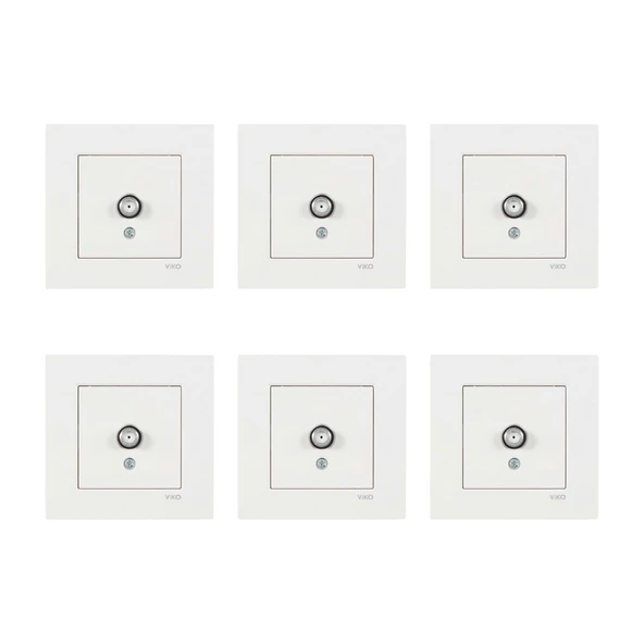 Viko Karre Uydu Prizi F Konnektörlü Çerçeveli - Beyaz 6 Adet