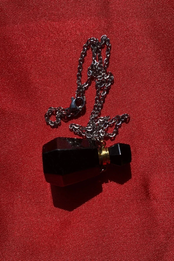 Kolye Doğal Taş İksir Parfüm Şişe Kolye Opsidyen - 4