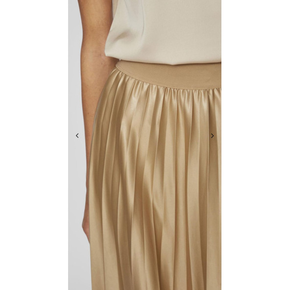 VILA Pileli Midi Etek - Altın - 4