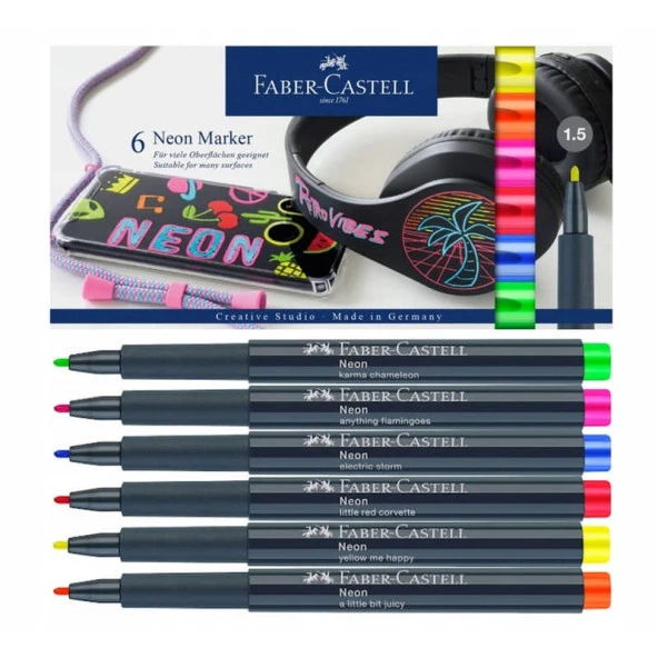 Faber Castell Neon Permanent Kalem 6 Renk