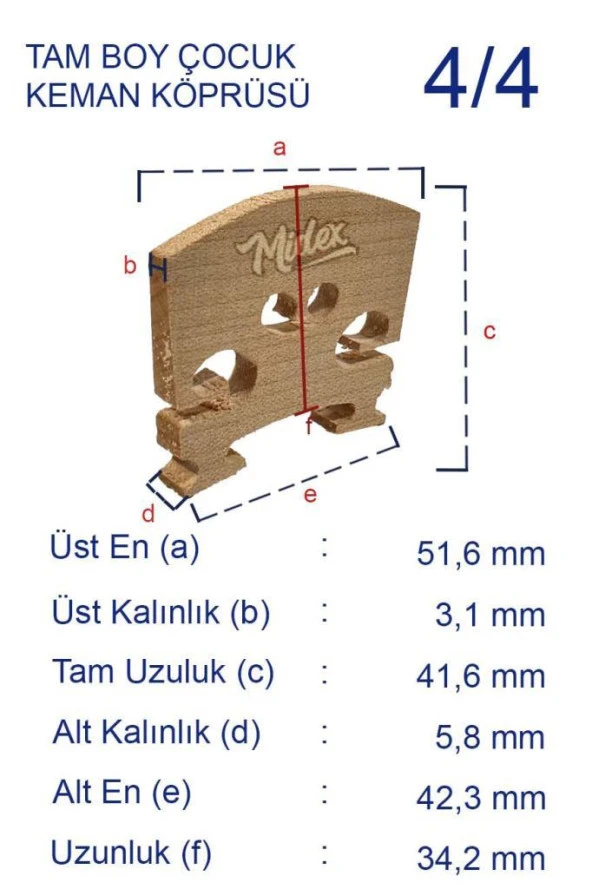 Midex K44 Keman Köprüsü 4/4 Kemanlar İçin - 4