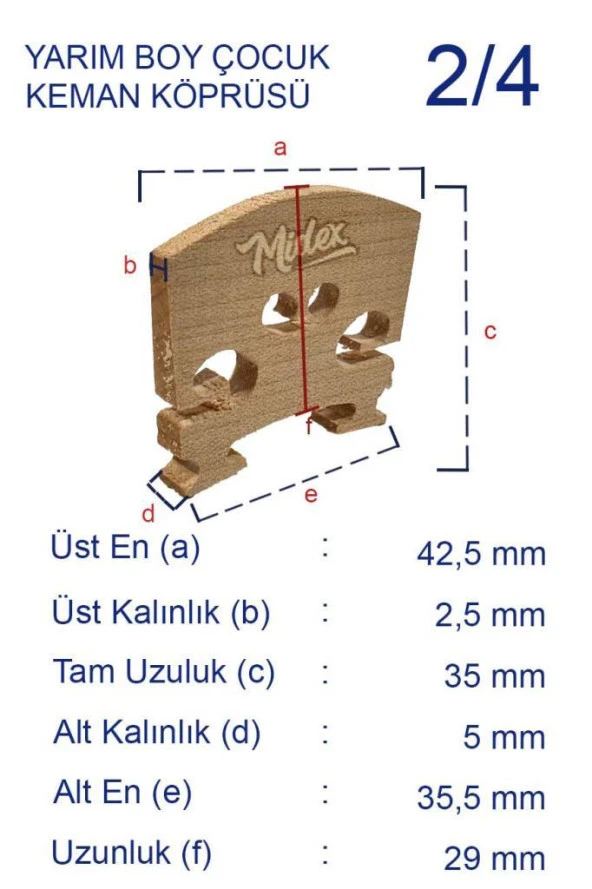 Midex K24 Keman Köprüsü 1/2 Kemanlar İçin - 4