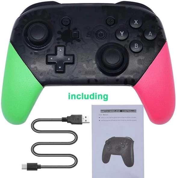 Cosmostech Switch Ve Pc Uyumlu Pro Controller Kablosuz Oyun Kolu Yeşil-Pembe - 5