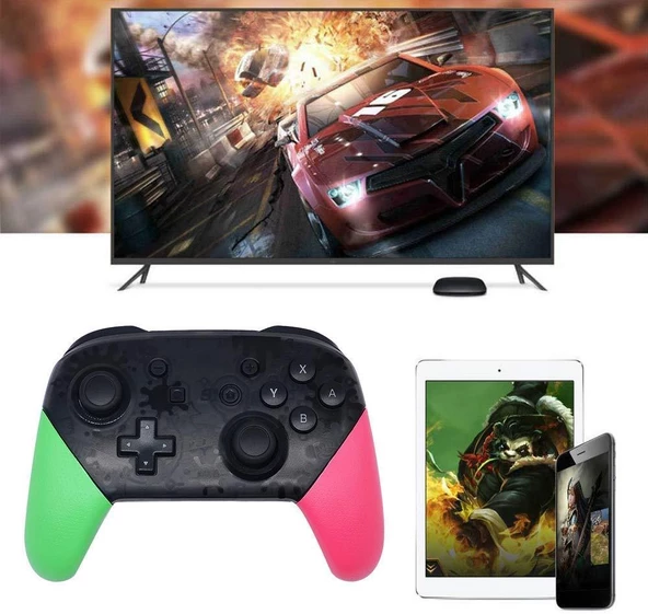 Cosmostech Switch Ve Pc Uyumlu Pro Controller Kablosuz Oyun Kolu Yeşil-Pembe - 6