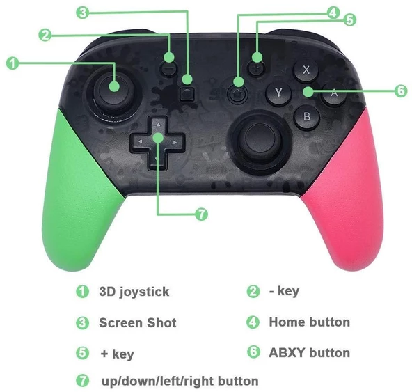 Cosmostech Switch Ve Pc Uyumlu Pro Controller Kablosuz Oyun Kolu Yeşil-Pembe - 7