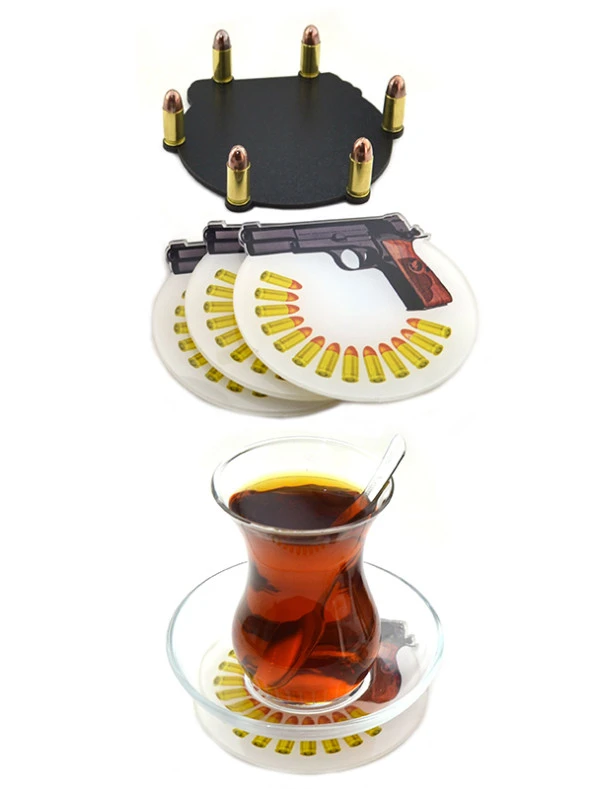 Bardak Altlığı Seti 4 lü - 14 Lü Tabanca - 2