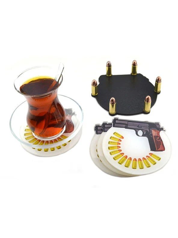 Bardak Altlığı Seti 4 lü - 14 Lü Tabanca - 6