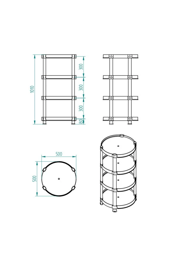 4 Raflı Oval Standlı Beyaz Sprey ve Aerosol Teşhiri - 8