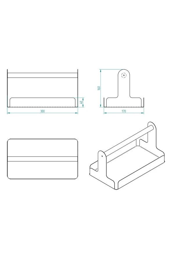 Ahşap Saplı Beyaz 30x17cm Metal Servis, Sunum, Dekoratif Tepsi - 8