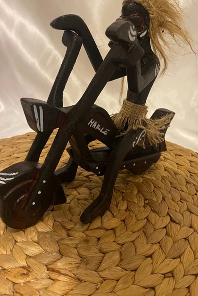 Ahşap Primitif Yamyam Yerli Aborjin İnka Motorlu Harley El İşi Hand Made - Resim 6