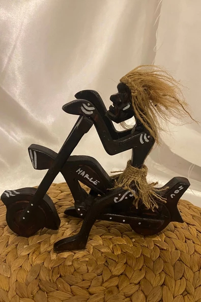 Ahşap Primitif Yamyam Yerli Aborjin İnka Motorlu Harley El İşi Hand Made - Resim 7