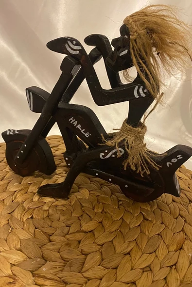 Ahşap Primitif Yamyam Yerli Aborjin İnka Motorlu Harley El İşi Hand Made - Resim 5