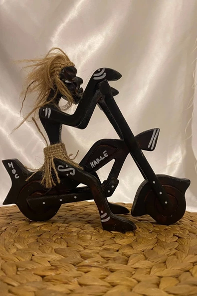 Ahşap Primitif Yamyam Yerli Aborjin İnka Motorlu Harley El İşi Hand Made - Resim 2
