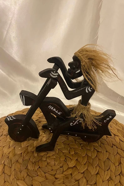 Ahşap Primitif Yamyam Yerli Aborjin İnka Motorlu Harley El İşi Hand Made - Resim 4