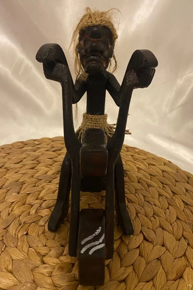 Ahşap Primitif Yamyam Yerli Aborjin İnka Motorlu Harley El İşi Hand Made - Resim 3