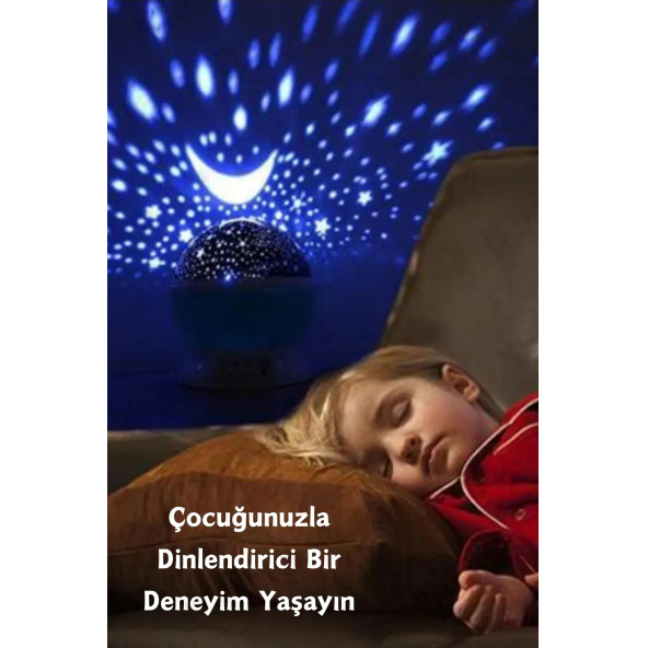 Dönen Renkli Yıldızlı Gökyüzü Projeksiyon Gece Lambası Tavan Yansıtma Led Yıldız Küre Masa Lambası - 5