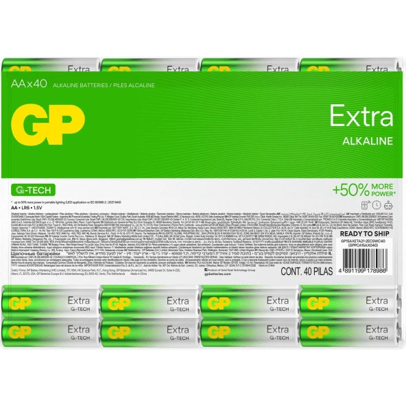Gp AA Boy Ektra Alkalin Kalem Pil 40 Lı Paket