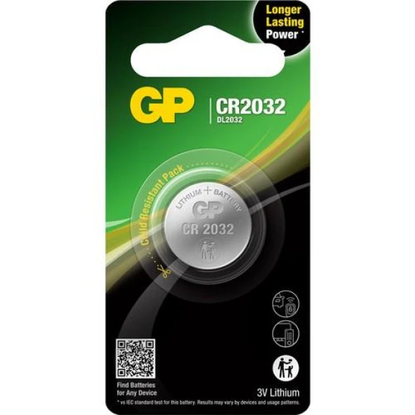 GP CR2032 3V Lityum Düğme Pil Tekli Paket
