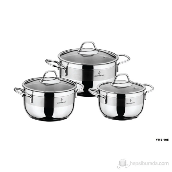 Sofram Soft 6 Parça Paslanmaz Çelik  Tencere Takımı Cam Kapak ürün görseli