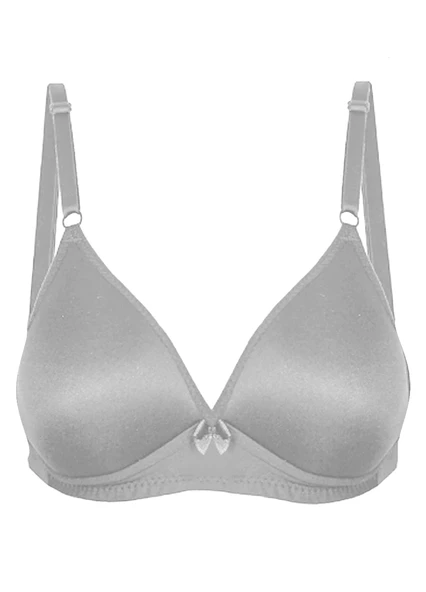 Alışveriş Meydanı Kadın Gri Üçgen Görünümlü Boş Kap Süngerli Telsiz Sütyen