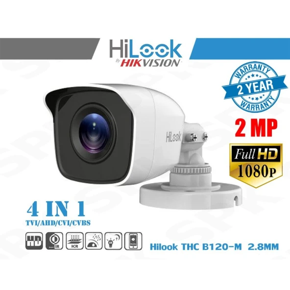 HILOOK THC-B123-M 2Mpix 30Mt Gece Görüşü, 2,8mm Lens, Metal Kasa, Bullet Kamera