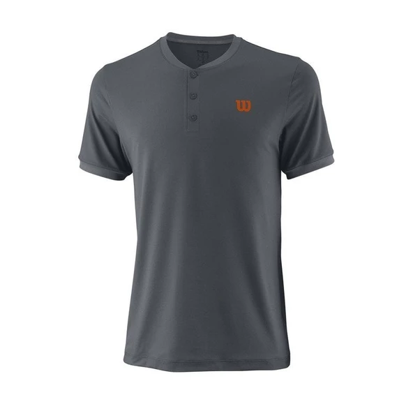 Wilson UWII Henley DK Gri Erkek Tenis T-Shirt wra762906 - 5