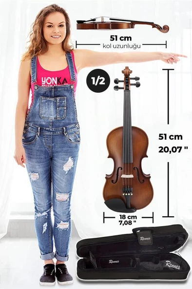 Rennes RV-402 Çocuk Kemanı Seti Kaliteli 1/2 Boy (8-10 Yaş Arası) - Resim 5