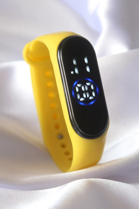 Sarı Renk Silikon Kordon Led Dokunmatik Saat - TJ-BS3452