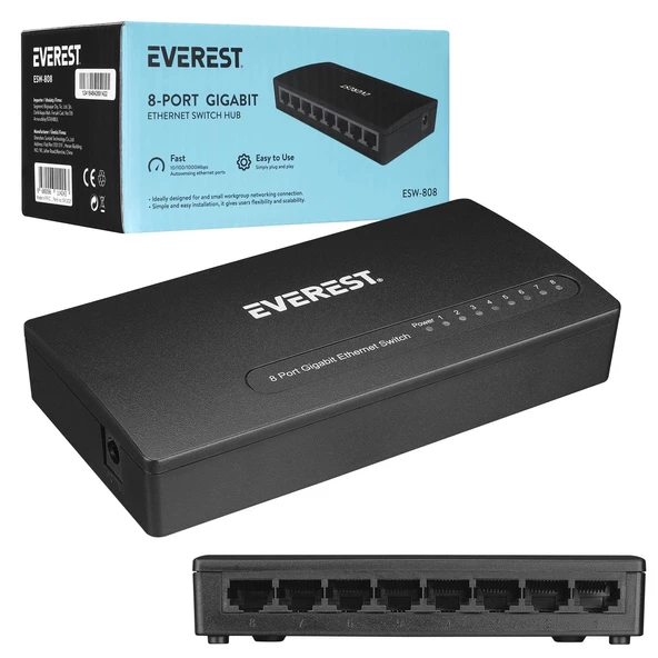 Ethernet Swıtch Hub 8 Port 1000mbps Gıgabıt Everest Esw-808