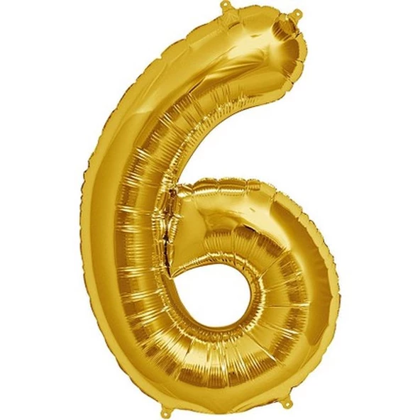 Şekilli Supershape Gold Rakam Folyo Balon 6 Numara