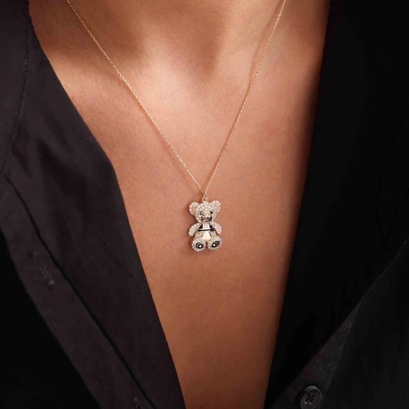 Sevimli Altın Panda Kolye - Resim 2