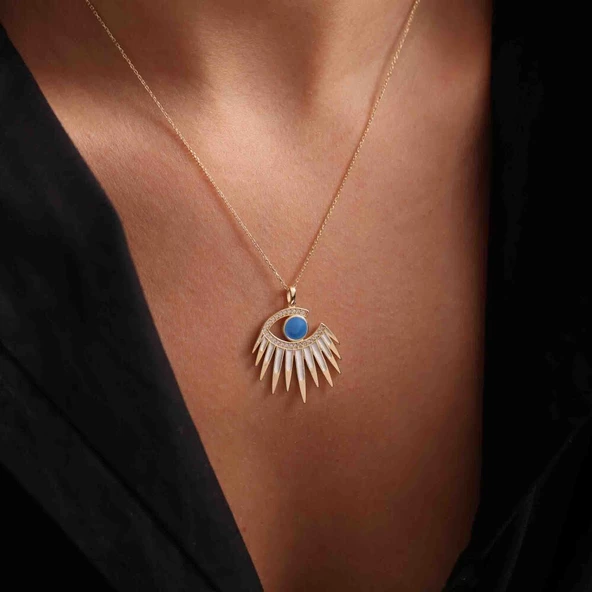 Altın Gözlü Kolye Mineli - 2