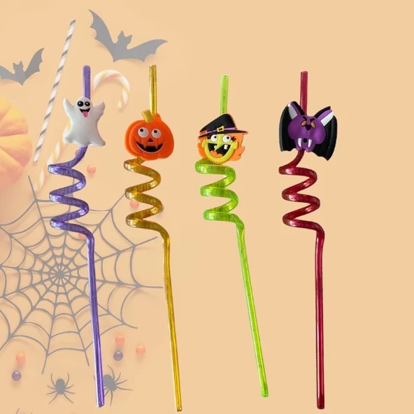 Figürlü Çocuk Kıvırcık Pipet 4'lü - 6
