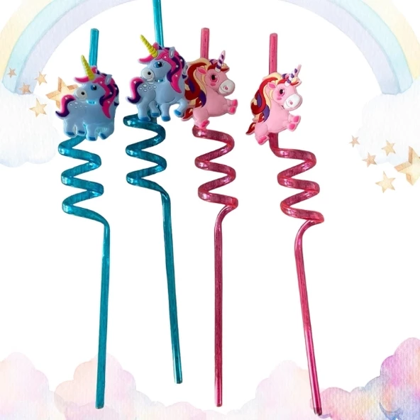 Figürlü Çocuk Kıvırcık Pipet 4'lü - 4