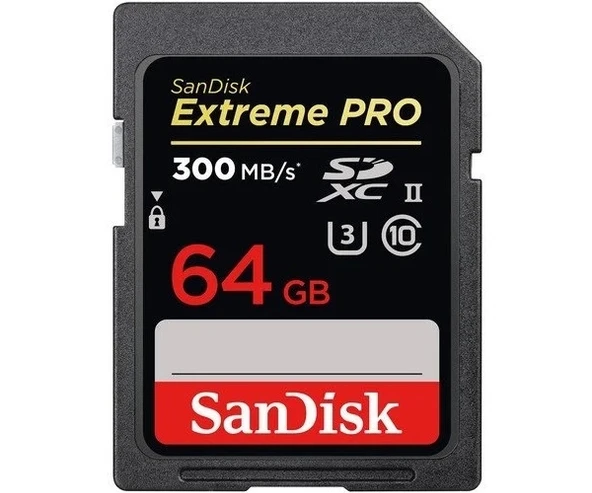 SanDisk 64GB Extreme Pro 300MB/s UHS-II SDXC V90 Hafıza Kartı (SDSDXDK-064G-GN4IN)