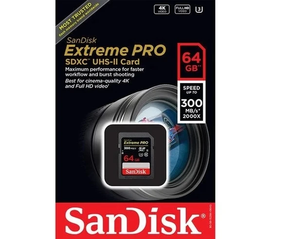 SanDisk 64GB Extreme Pro 300MB/s UHS-II SDXC V90 Hafıza Kartı (SDSDXDK-064G-GN4IN) - 2