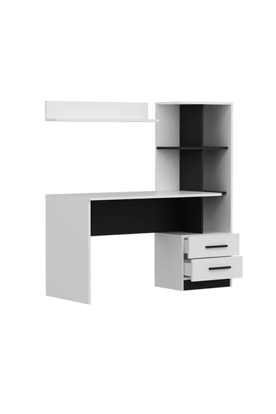 İNARCH DİZAYN Alaska Çalışma Masası Bilgisayar Masası Beyaz/Siyah - 7