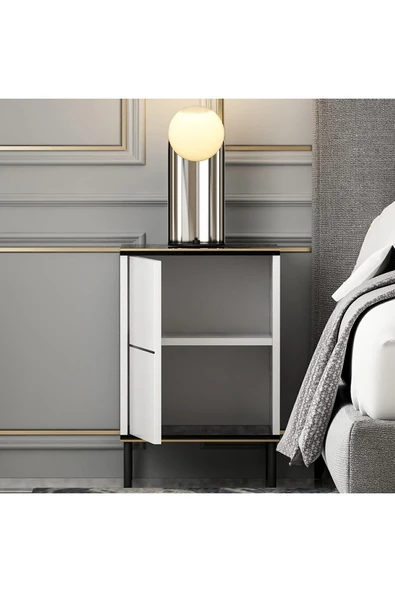 İNARCH DİZAYN İmaj Komodin Beyaz (Mermer Desen) - Resim 3