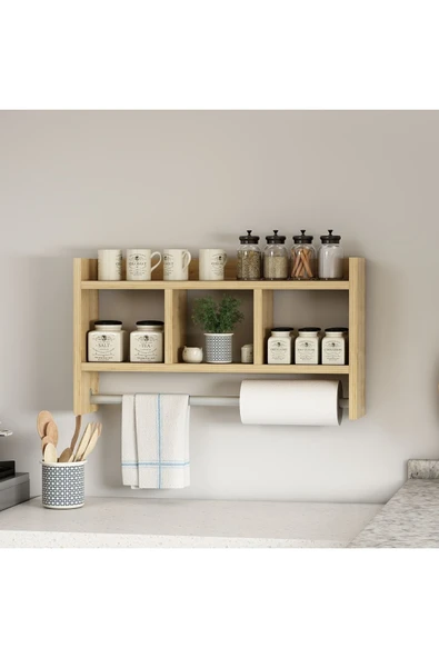 İNARCH DİZAYN Asya Duvar Rafı Safir Meşe - 6