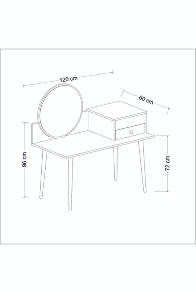 İNARCH DİZAYN Angel Aynalı Fonksiyonel Makyaj Masası – Çekmeceli ve Gizli Takı Bölmeli, Beyaz - Resim 6