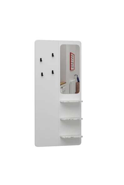 İNARCH DİZAYN Buket Duvara Monte Askılık Beyaz/Mermer Desen - 7